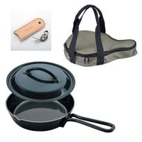 UNIFLAME 7 inch Skillet 7 inch + genuine storage case + leather handle 3-piece set (661024 + 661123 + 661390) gray
