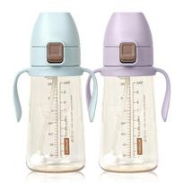 Mother K Basic PPSU One Touch Weight Straw Cup 300ml x 2 types set, 1 set, blue, lilac white
