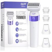 Bikini Trimmer Electric Shaver for Women IPX7 Waterproof Wet and Dry Electric Leg Underarm Common Hair Rechargeable Heads Includes 3, Purple white