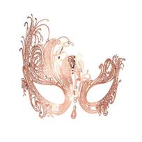 Maskarado veido pagalvėlė Mardi Gras kaukė kostiumas metalas cirkonio akmuo Helovinas Cosplay akių pagalvėlė karnavalo scenos vakarėlio dovanėlės B rožinio aukso spalvos