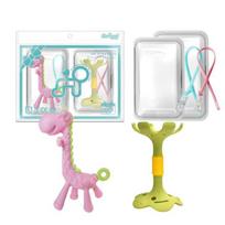 Ange teether 2-piece set, nozzle, giraffe pink, lip green, random delivery (silicon clip), 1 set, Korean baby products white