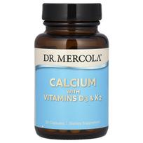 Dr. Mercola, kalcis, vitaminas D3 ir K2, 30 kapsulių