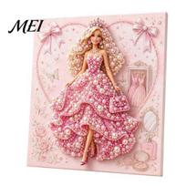 Artistic DIY Bead Painting Fashion Doll Faux Pearl Art Kit, Christmas Decorative Ornament Making 3D Textured Craft Kit for Adults, Festive Wall Decor C