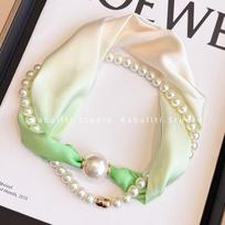 Slim Magnetic Pearl-Button Scarf Women Lightweight Neck Wrap Outfits Chic Collar Accessory With Solid Color 12-47 cm