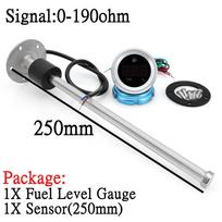 Skaitmeninis degalų lygio matuoklis laivui ir automobiliui, su mirksinčiu signalu, degalų lygio jutiklis 0-190ohm, 100 ~ 550mm, 250mm and gauge black