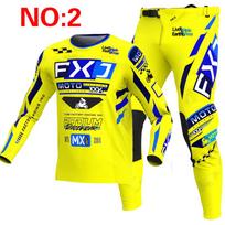 NAUJAS 2025 FXJ geltonas enduro motocross aprangos komplektas mx džersis kelnės žalia motociklo apranga mtb carracing kostiumas Off Road įranga XXL - 38 yellow
