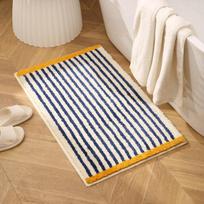 Soft Plush Bath Mat With Non-Slip Backing Absorbent Floor Rug Bathroom Toilet Entryway Stripe Floral Grid Patterns 50x80 cm