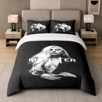 3Pcs Bed Set,Lady Gaga 1 Duvet Cover and 2 Pillowcases, Printed Bedding Decor For Guest Room 135cmx200cm white