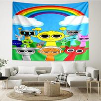 Sprunki Print Tapestry, Backdrop, Easy Setup, Ideal for Bedroom, Office & Living Room, with Aesthetic Wall Hanging Decor. 180cmx230cm