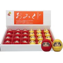 Castle Enterprise Good Luck Omikuji Daruma Set 24 Pieces Gold and Red Display Box Fortune Seal beige