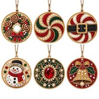 6pcs DIY Craft Pearl Diamond Painting Kit 2D Flat Wooden Tag Pendants  New Year Gift D