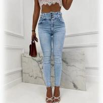High-Waisted Pearl-Embellished Skinny Jeans Women 2026 Stretch Denim Pencil Pants Medium gray