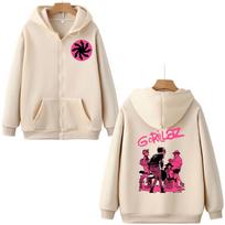Gorillaz Street Fighter Rock Band Užtraukiamas Hoodie S white