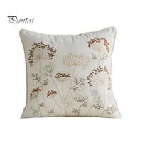 Nordic Style Pillow Shams Embroidered Dandelion Cushion Cover, Farmhouse Throw Case, Decorative Cover for Sofa Couch Bedroom Natural Texture Covers A smėlis