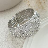 Ingemark Exaggerated Fashion Imitation Pearls Geometric Metal Bangles Hip Hop Punk Wrap Spring Bangles For Women Men Jewelry