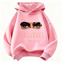 Michael Jackson Dangerous 35th Anniversary Print Sweatshirt  Kids Hoodie Fashion Boys Girls Casual Long Sleeve Hooded Streetwear 100 white