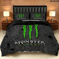 Monster Energy Pattern Bedding Quilt Set  Home Decoration  Gift (1 * duvet cover + 2 * pillowcase  without core) 135x200cm black