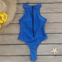 Women's Sleeveless Solid Color Zipper Surfing Swimsuit (One-Piece) 2026 - European and American Style Small gray