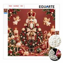 DIY Framed Pearl Painting Kit with Christmas Nutcracker and Angels Pattern 5D Sparkling Bead Art Canvas Ready to Display Holiday Home Decor Gift Idea 40x40cm With frame