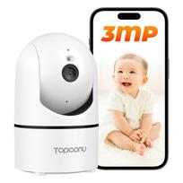 Topcony Pet Bluetooth 5G WiFi Smartphone Indoor Security Camera Camera, 3MP, Pairing, 2.4G & Compatible, iPhone/Android Compatible, balta