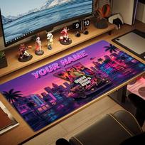 Individualus pavadinimas Grand Theft Auto VI pelės kilimėlis Didelis žaidimų stalo paminkštinimas Neslystantis nešiojamojo kompiuterio planšetinio kompiuterio didelis pelės kilimėlis XXL matas Mini PC žaidimų kilimėlis su užrakinamu kraštu 40cmx90cm(15.7x35.4inch)