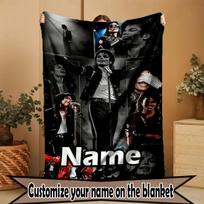 Custom Name Personalized Michael Jackson Print Blanket, Home Decor, Bedroom, Sofa, Camping, Couch, Gifts for Birthday Christmas 80cmx120cm gray