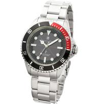 Salvatore Marra Solar Radio Watch 10 ATM Water Resistant Stainless Steel Band Black Red Japanese Movement SM22110 SSBKRD Men's gray