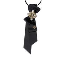 Black Long Necktie Choker Pre-tied Tie Retro Bow Tie  Women Style C black