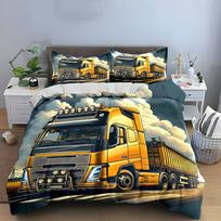 Heavy-Duty Truck Decor Set Multiple sizes kid's and adults' bedroom Exquisite 3PC bedding set gift 160*200cm/63x79in Single/Twin 3pcs