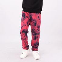 Korean Style Tie Dye Patchwork Casual Sports Long Pants For Big Boys Kids 140cm raudona