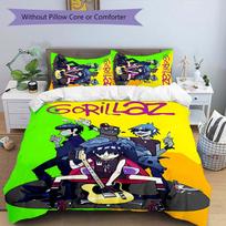 3pcs G-Gorillaz band pattern bedding set duvet cover set includes duvet cover &pillowcases, perfect all season bedroom decoration & gift 135cmx200cm yellow