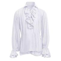 Elegant Men Medieval Renaissance Pirate T-shirt For Halloween And Theme Parties White(No Belt),4XL white