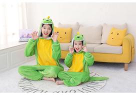 Unisex Green Dinosaur Flannel Cartoon Onesie Pajamas - Spring & Autumn Collection 100 cm yellow