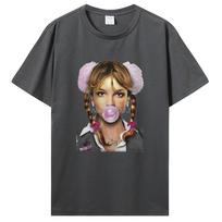 Singer Britney Spears Bubblegum Graphic T-Shirt Men Women High Quality Vintage T Shirt Cotton Oversized T-shirt Tops Streetwear L black