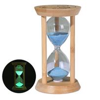 1/10 Minute Luminous Sand Timer Bamboo Decorative Sand Clock Fluorescent Hourglass  Home Blue-10 Minute