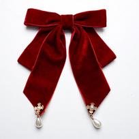 Velvet Bow Tie With Pearl Accents For Adults Suitable For Formal Events 2024 Autumn RedVelvet black