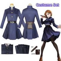 Anime Jujutsu Kaisen Cosplay Kostiumas Kugisaki Nobara Tatuiruotė Merginos Moterys Suknelė Uniforma Pilnas Rinkinys XXL blue
