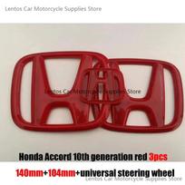 Car Modification d62 Suitable for Honda 10th Accord/Civic Black Red Front Logo Covered Rear Logo Steering Wheel Modification Decor brown