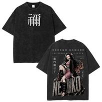 Demon Slayer Nezuko Kamado Anime T-Shirt Vintage Graphic Tee Streetwear S black