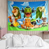 Italian Brainrot characters Tapestry for Bedroom Aesthetic Classroom Tapestries Wall Hanging for Living Room Dorm Office,Ideal Creative Gift 100cmx150cm green