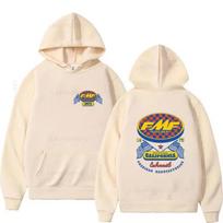 European Size Men's FMF Racing Exhaust AMA Motocross Hoodie L beige
