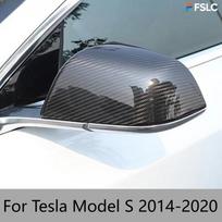 For Tesla Model S 2014- Carbon Fiber Rearview Side Mirror Cover Trim Protective Cap Exterior Car Styling Accessories Chrome silver black