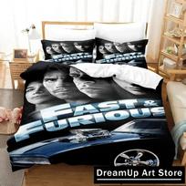 3D Print Fast and Furious Bedding Set Cute Quilt Cover Bed Cover With Pillowcase Twin Single Queen King Size Boys Adult Home EU Single 135*200cm/53x79in 3pcs gray