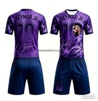 Summer AI Neymar # 10 Commemorative Edition Football Shirt T-shirt Shorts Set Summer Children's Wear 160 yellow