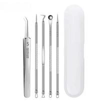 4-11Pcs Ingrown Hair Tweezers Acne Blackhead Removal Needles Black Dots Cleaner Deep Cleansing Pore Cleaner Face Skin Care Tools 3 5pcs-B white