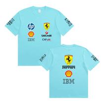 Poros Oversized Ferrari F1 Lenktynių Marškinėliai Klasikinis Rėmėjo Logotipo Spaudinys Trumpomis Rankovėmis Motorsport Atsitiktiniai Gatvės Drabužiai Marškinėlis 4XL pink