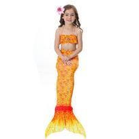 Vaikų undinės uodegos maudymosi kostiumas su pelekų kišene Mergaičių maudymosi kostiumas Cosplay apranga 140cm beige