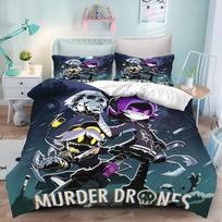 Murder Drones Uzi Doorman Bedding Set 3D Print Duvet Cover Anime Quilt Cover, No Comforter, Kids Bedroom Home Decoration EU Single 135*200cm/53x79in 3pcs white