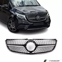 Diamond Priekinės Grotelės skirtos Mercedes V-Class W447 (14-19) pre-facelift, juodos + chromuotos