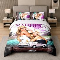 3Pcs Bed Set,Sabrina Carpenter 1 Duvet Cover and 2 Pillowcases, Printed Bedding Decor For Guest Room 135cmx200cm white